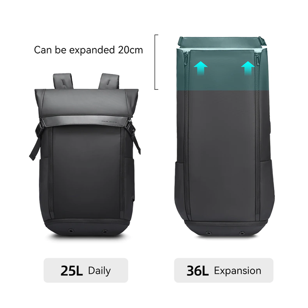 MARK RYDEN MR2966 Backpack Bag USB Laptop 15.6" - BLACK