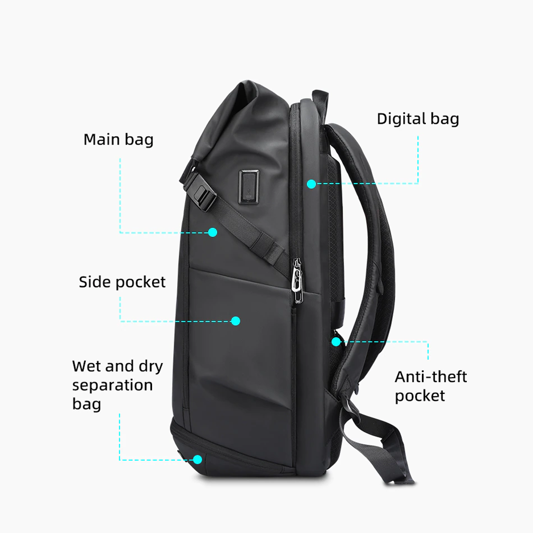 MARK RYDEN MR2966 Backpack Bag USB Laptop 15.6" - BLACK