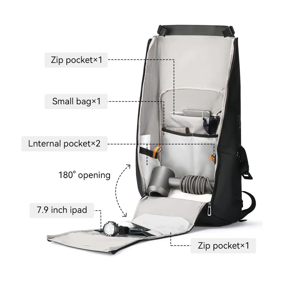 MARK RYDEN MR2966 Backpack Bag USB Laptop 15.6" - BLACK