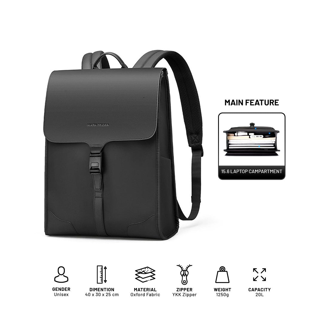 Mark Ryden MR1611 Backpack Bag Laptop 15.6" - BLACK