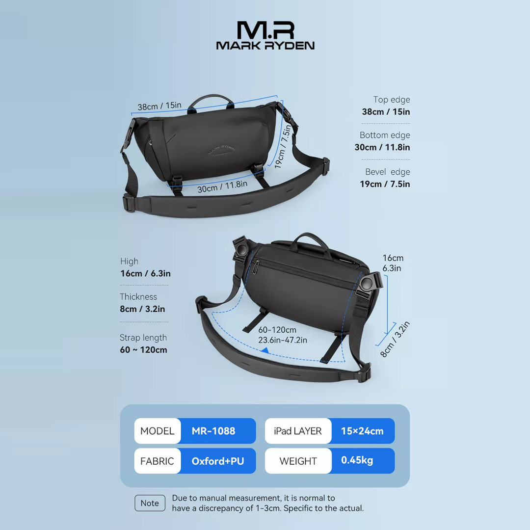 Mark Ryden MR1088 Messenger Bag Shoulder Laptop - BLACK