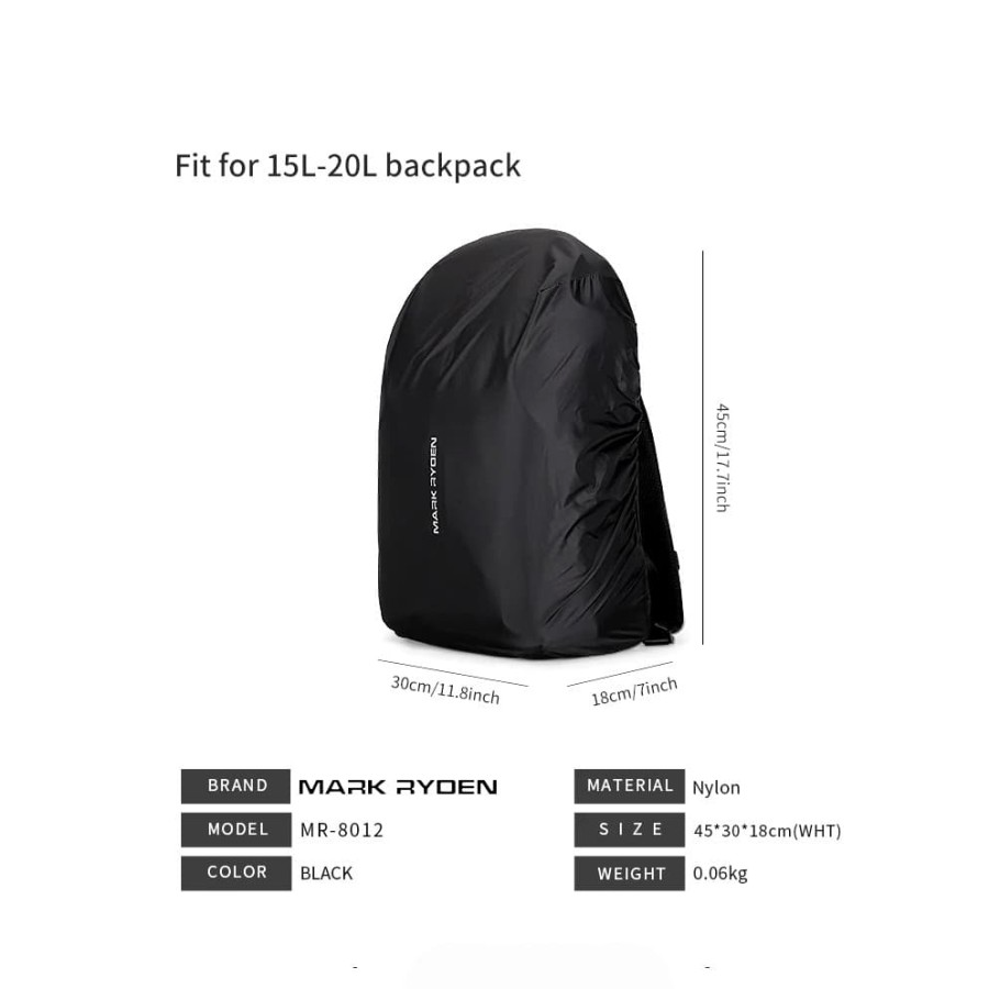 MARK RYDEN MR8012 Backpack Rain Cover Waterproof 15-20 L