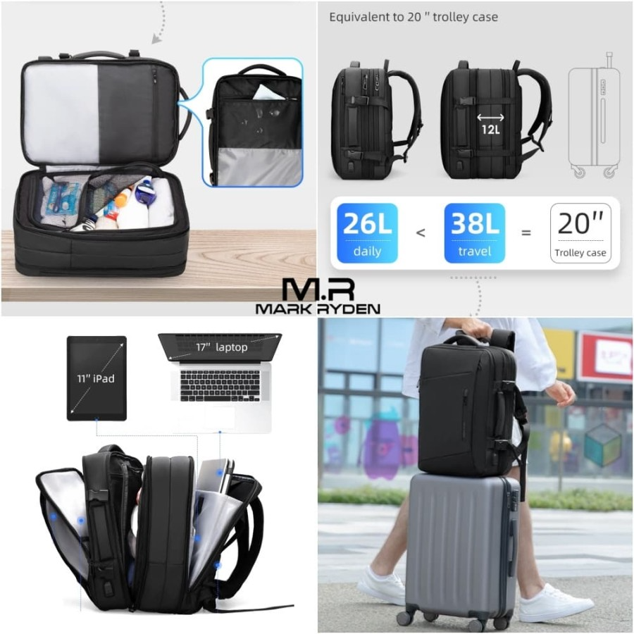 MARK RYDEN MR9299KR Backpack Bag USB Laptop 17"