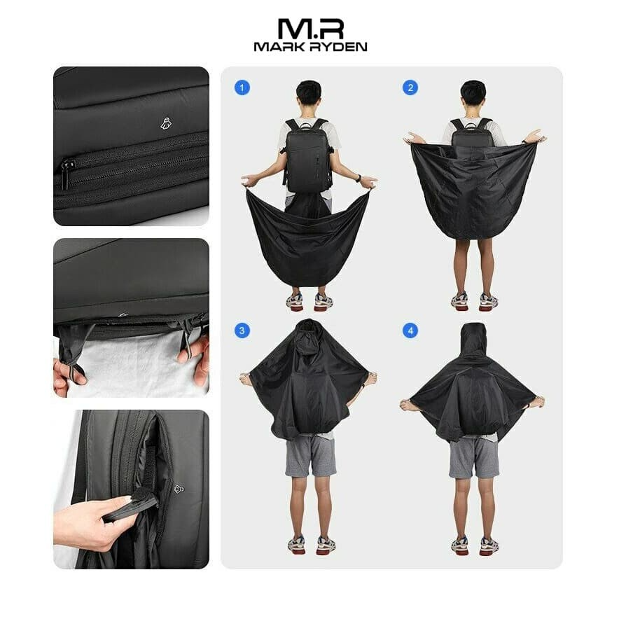 Mark Ryden MR9299YY Backpack Bag USB Laptop 17" - BLACK