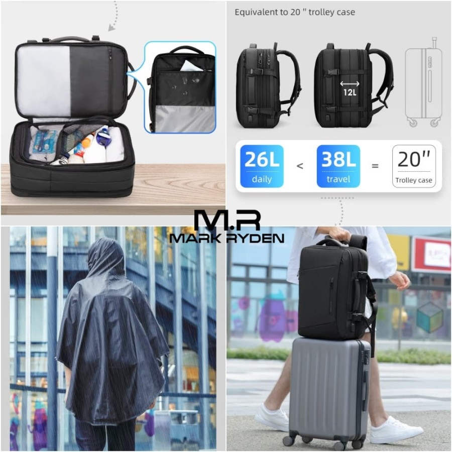 Mark Ryden MR9299YY Backpack Bag USB Laptop 17" - BLACK